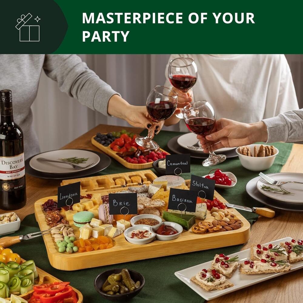 ROYAL CRAFT WOOD Bamboo Cheese Board and Knife Set with Charcuterie Board & Serv - Picture 5 of 6